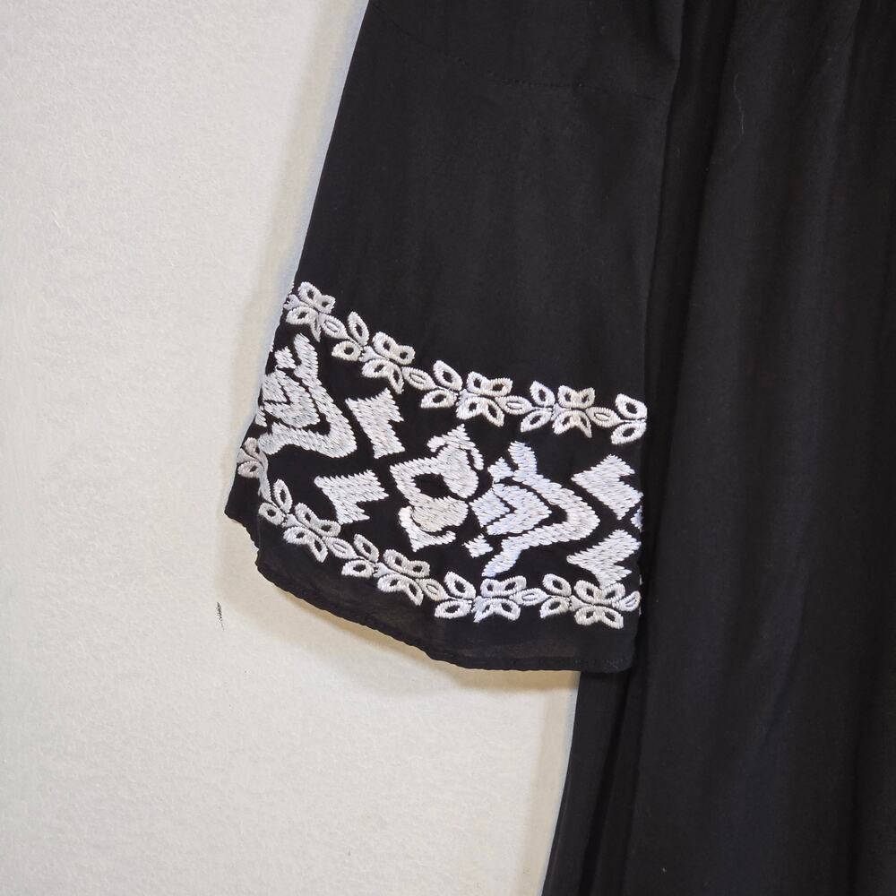 Stetson Black With White Embroidery Dress. Size Large - Picture 6 of 10